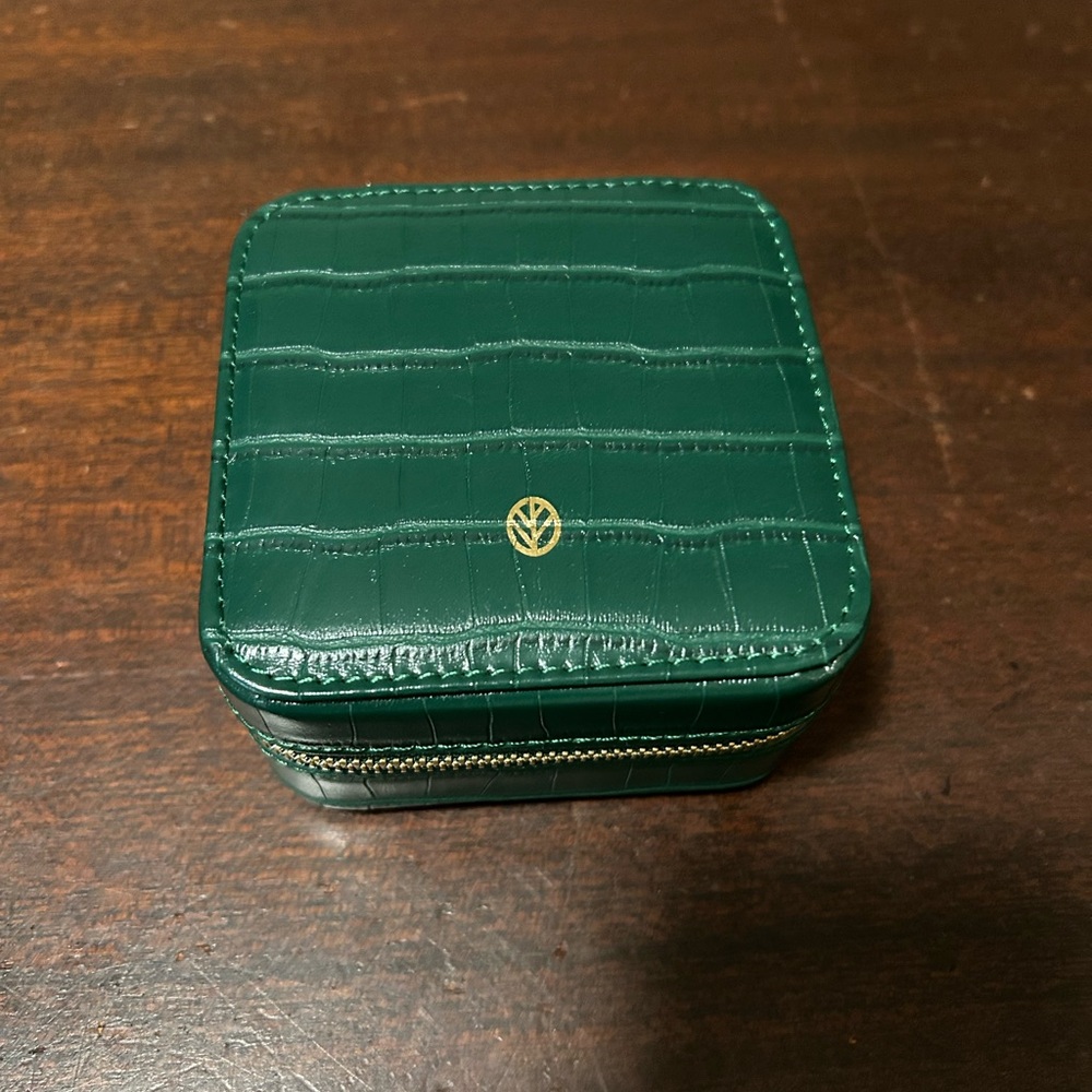 NEW/NEVER USED Green Crocodile-Embossed Jewelry Box